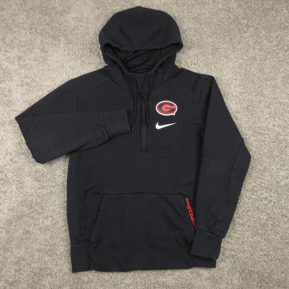 Georgia Bulldogs Sweater Mens Medium Black Hoodie Sweatshirt Nike Fleece NCAA
